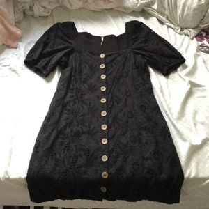 Black eyelet free people dress